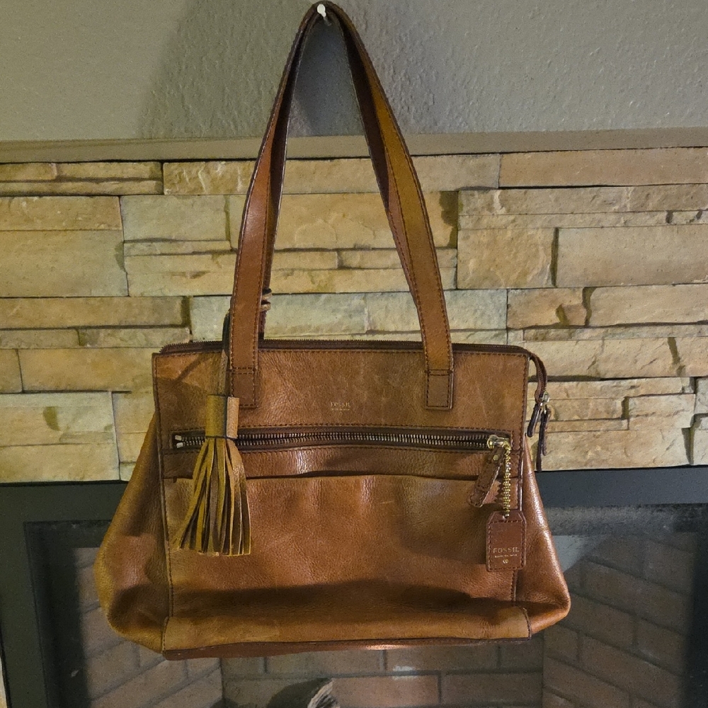 Fossil Tan Leather Shoulder Bag